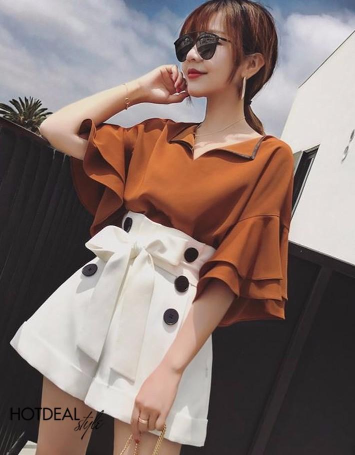 [HCM]Áo kiểu tay loe cổ bé