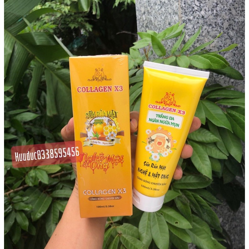 Sữa rữa mặt Collagen x3 Nghệ và mật ong