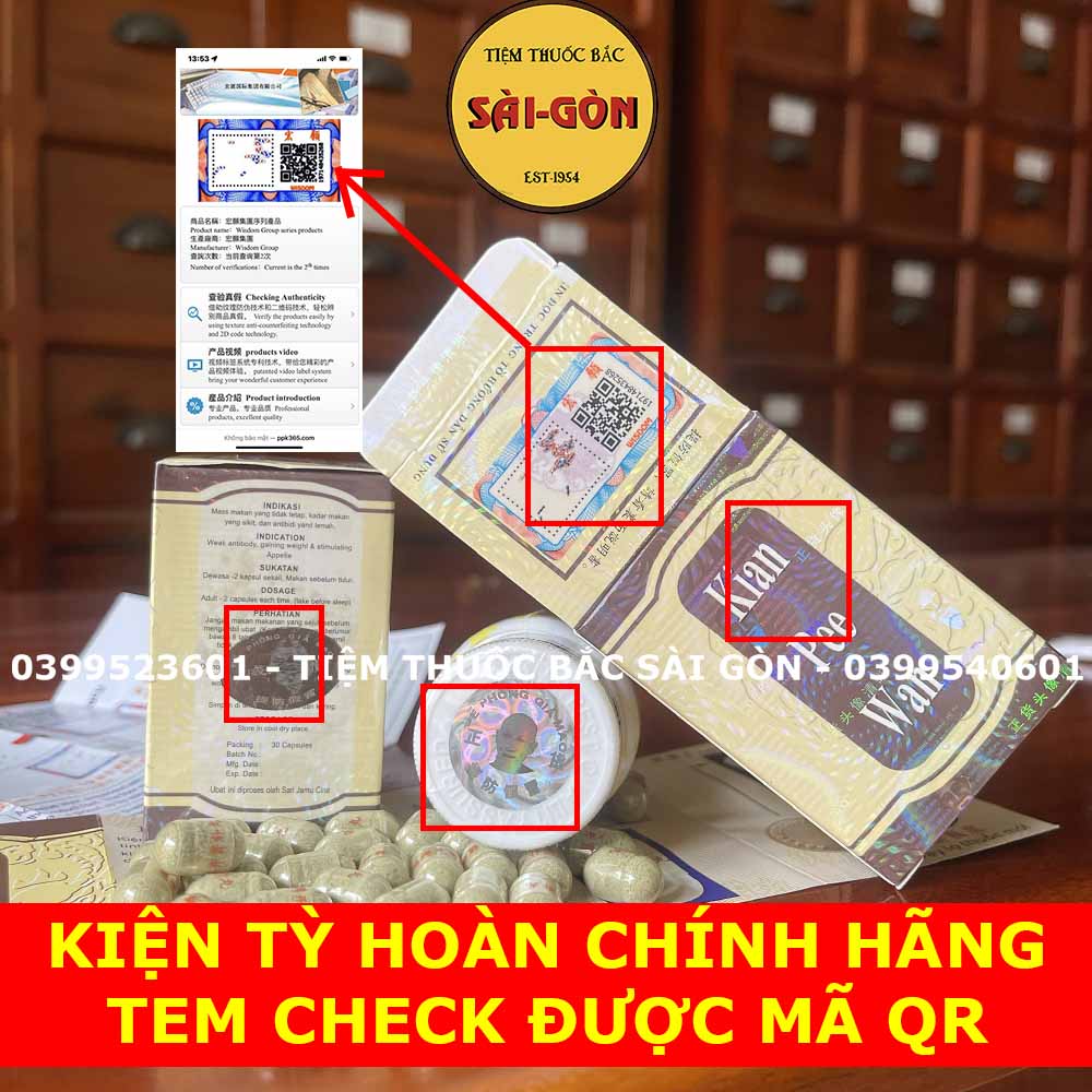 Kiện Tỳ Khai Vị Bổ Hoàn HỘP CHIẾU, CHÍNH HÃNG, TEM THẬT, CHECK ĐƯỢC MÃ QR - Kian.Pee.Wan 30v