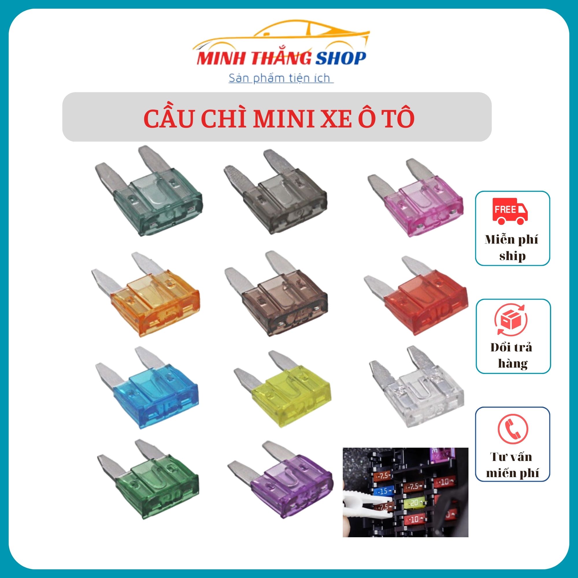 Cầu chì mini xe ô tô, xe máy (1 cái)