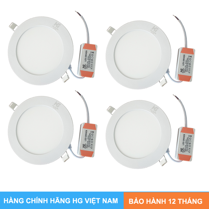 Bộ 4 đèn led âm trần siêu mỏng tròn 12w