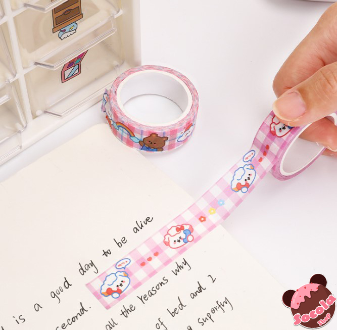 [HCM]Cuộn dán trang trí (Washi tape) hoạt hình siêu dễ thương dài 5M