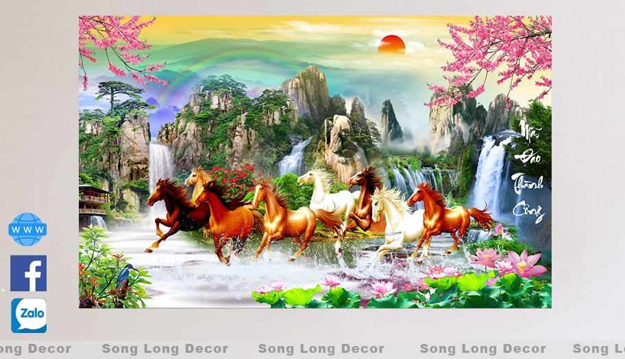 Tranh Dán Tường 3D Mã Đáo Thành Công - S66 - Tranh 3D Phong Thủy - Giấy dán tường 3d - Song Long Decor