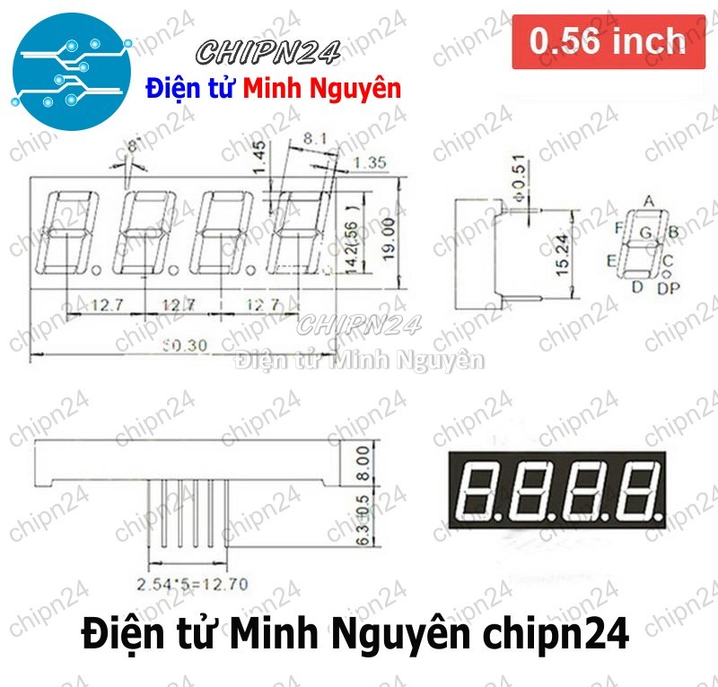 Led 7 Đoạn 0.56 inch Sáng Đỏ (1/2/3/4 Số Âm/Dương chung)- [Chọn Loại] - HHH.00198
