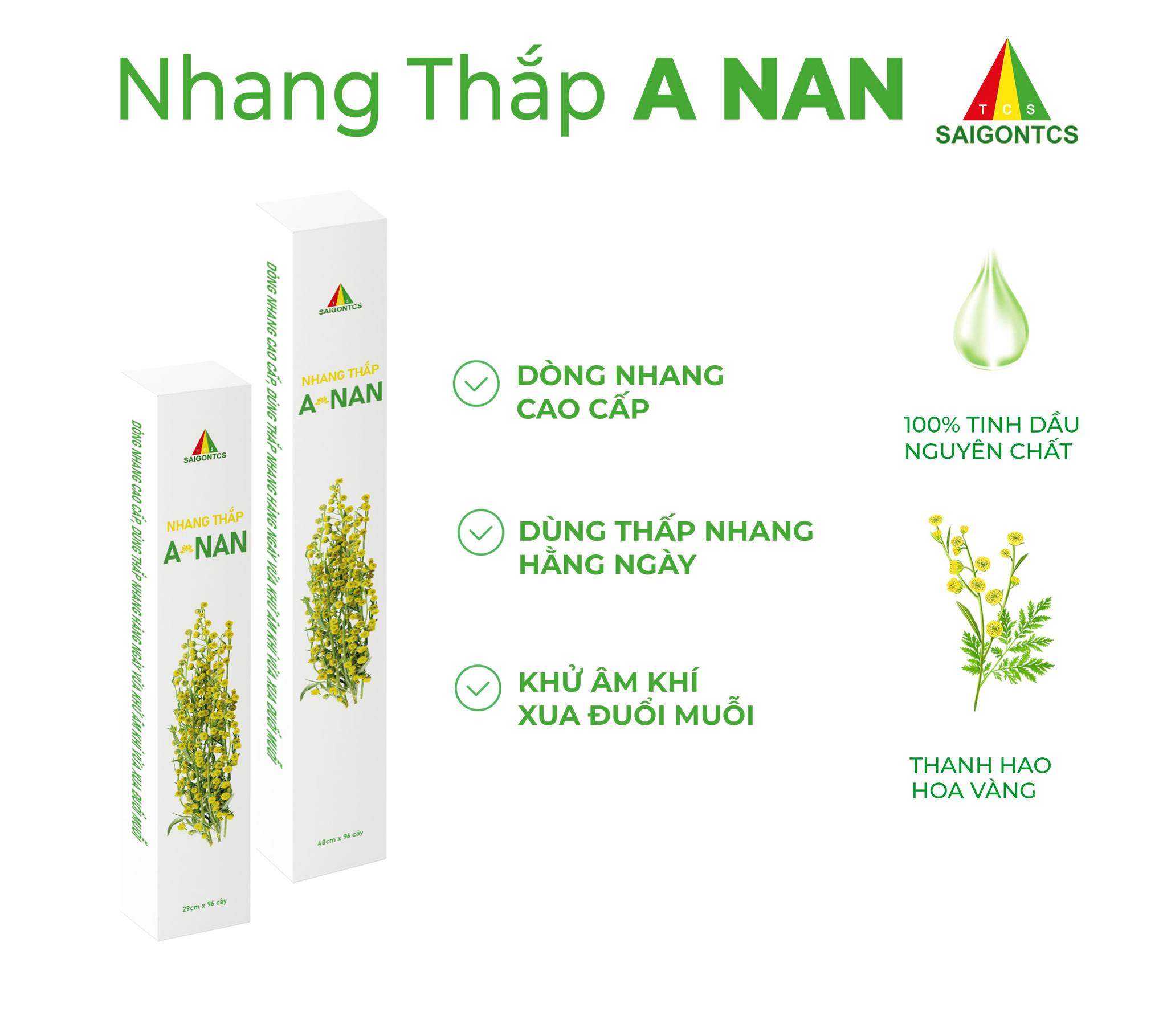 Nhang thắp ANAN 40cm (Thanh hao hoa vàng - Ngũ gia bì)- Sài Gòn TCS