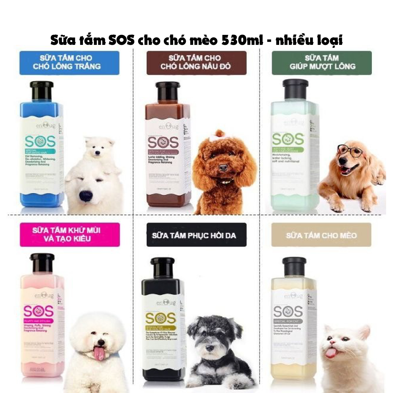 SOS enoug dog cat shower gel 530ml- Ky nam company