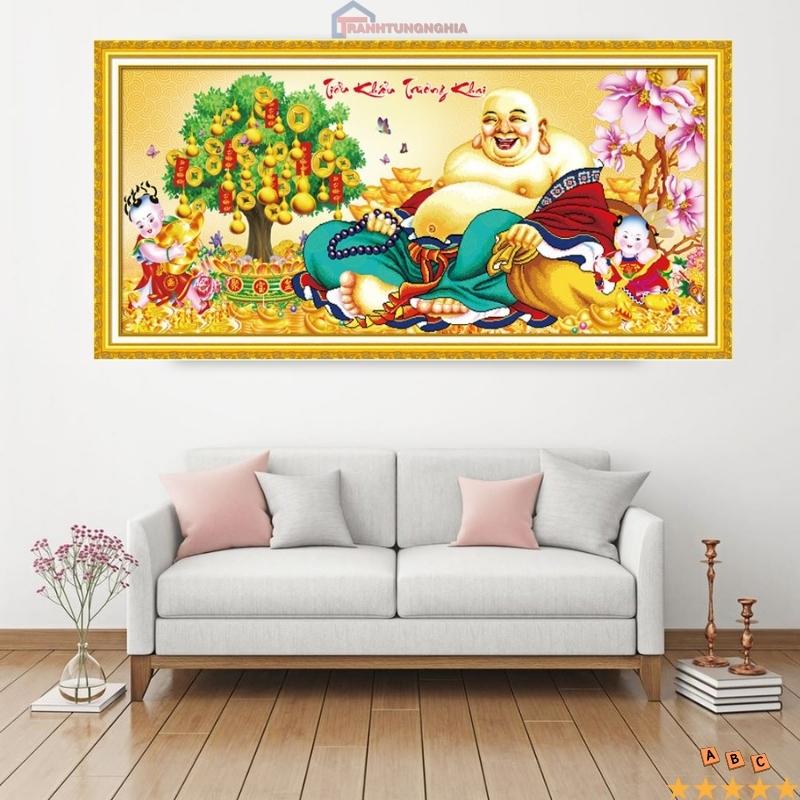 Tranh đính đá phật di lạc 1m x 50cm