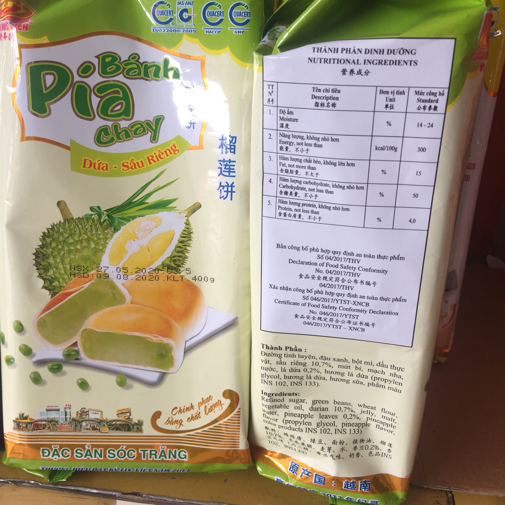 Bánh Pía Chay nhân Dứa-Sầu riêng