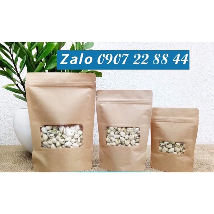 1KG TÚI ZIP GIẤY KRAFT CÓ CỬA SỔ