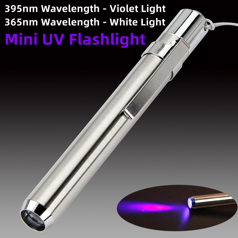 UV Led đèn pin 395nm 365nm tia cực tím ánh sáng Mini Flash ánh sáng UV lanterna xách tay LED đèn cho tiền mặt sản phẩm y tế Detector