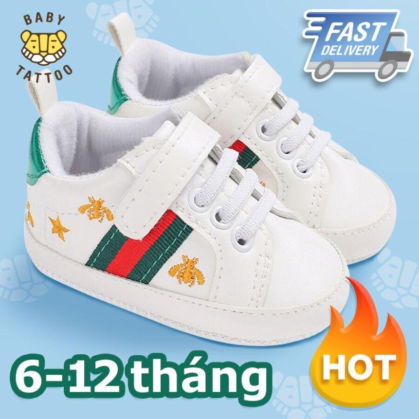 BABY TATTOO Giày tập đi CAO CẤP cho bé sơ sinh Hình Chú Ong nhỏ Bé mang vào không dễ rớt Giày thể thao đế mềm 6-12 tháng. giá rẻ
