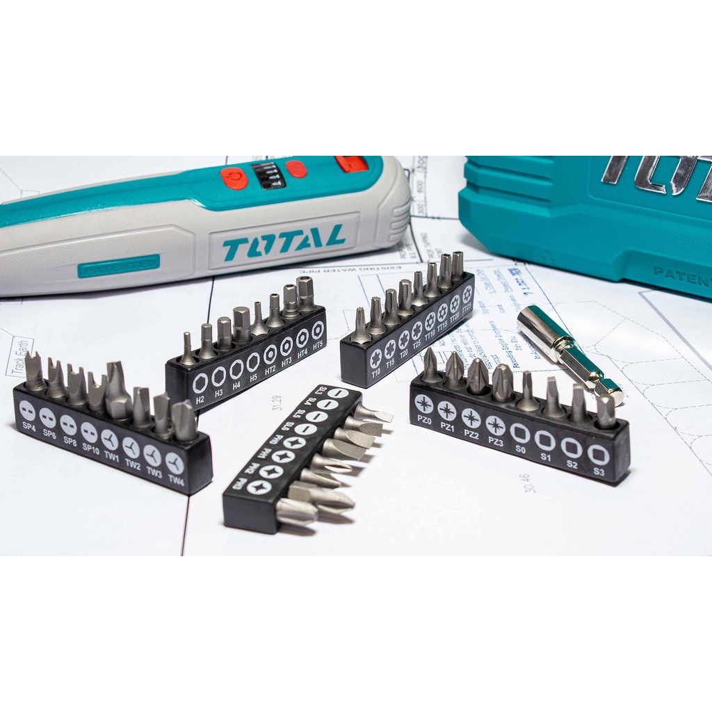 [Tặng kèm mũi vít 25mm và 50mm] Máy siết vít dùng pin Lithium 4V Total TSDLI0403