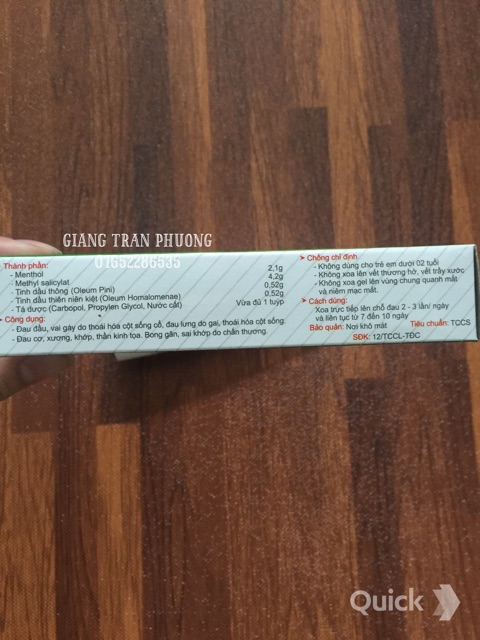 Gel giảm đau Thiên thọ sơn
