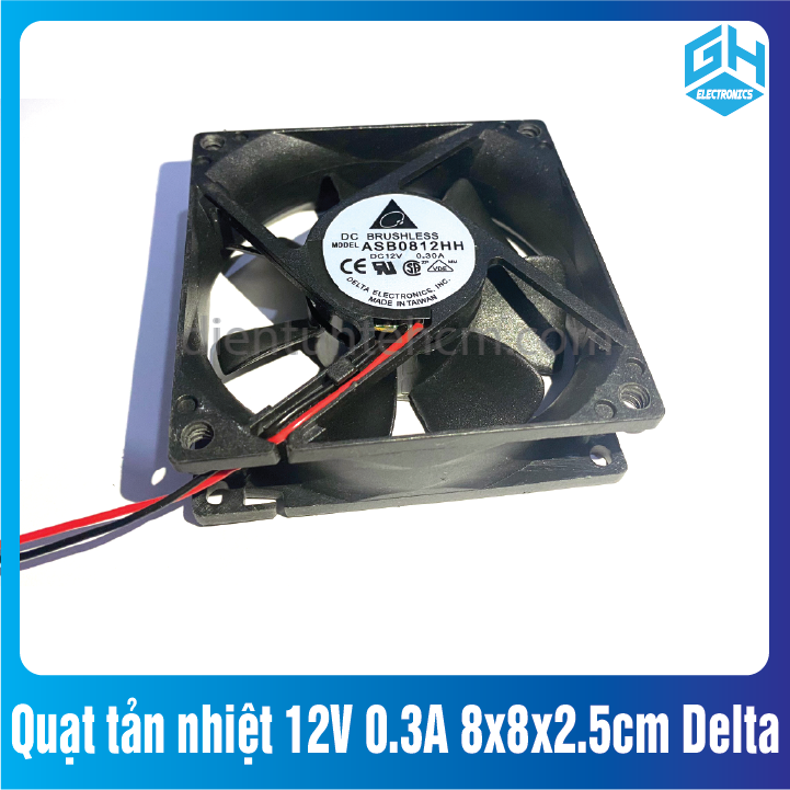 Quạt tản nhiệt 12V 0.3A 8x8x2.5cm Delta