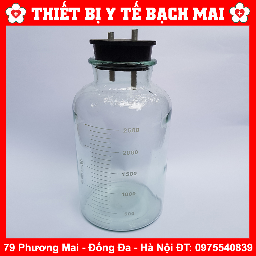 Bình Thủy Tinh 2500ml Đựng Dịch Cho Máy Hút Dịch 2 Bình