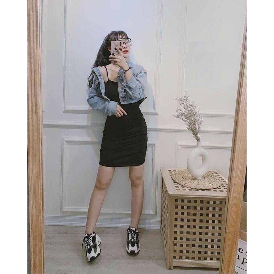 Váy đầm body hai dây dúm eo SIÊU ĐẸP