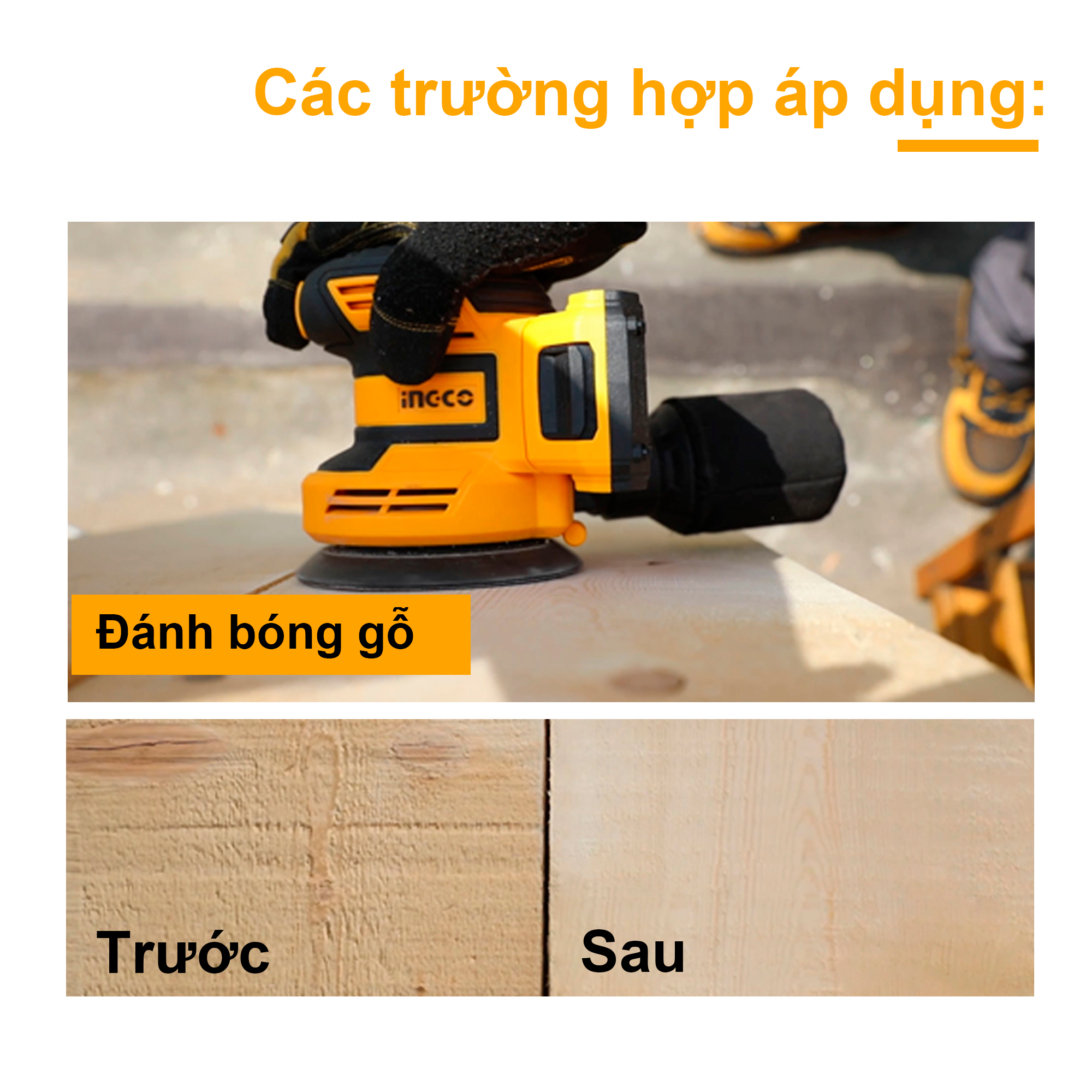 Máy chà nhám tròn dùng pin Lithium 20V INGCO CROSLI2001 (không kèm pin và sạc)