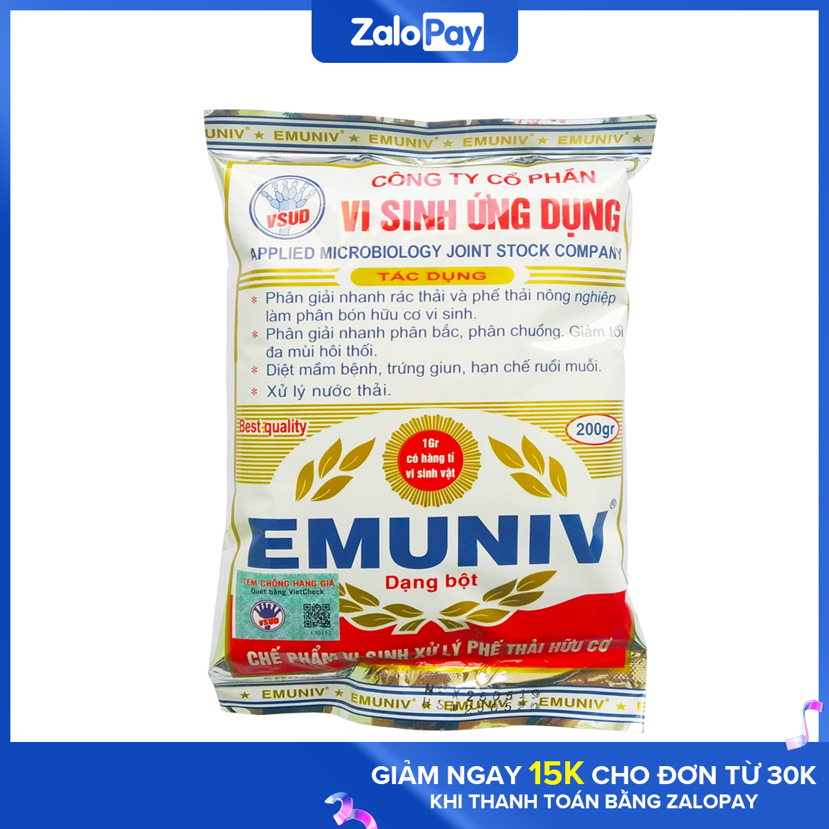 Chế Phẩm Ủ Phân Và Rác Thải Emuniv Gói 200 Gram