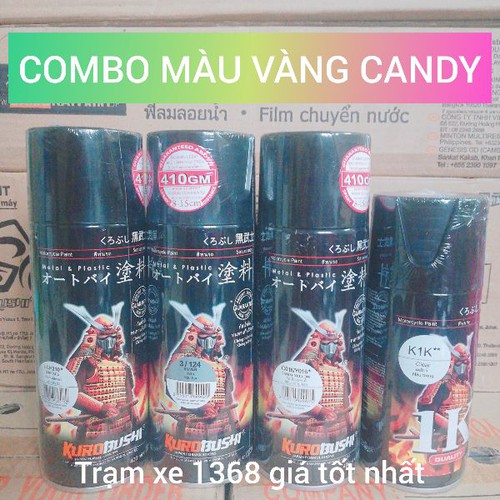 SƠN SAMURAI COMBO SƠN XỊT MÀU VÀNG CANDY Y016 GỒM 4 CHAI - Trạm Xe 1368 dễ dàng sử dụng dành cho mọi dòng xe