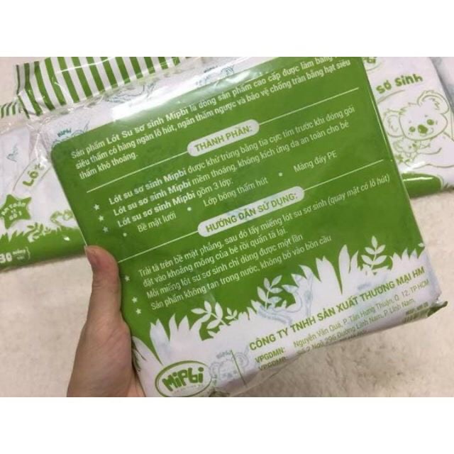 Gói 30 miếng lót phân su sơ sinh Mipbi