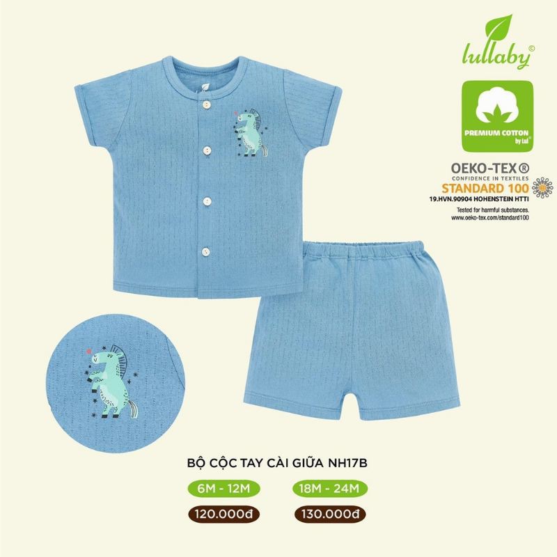 Bộ cộc tay cài giữa vân thoáng cực mềm, mịn, mát