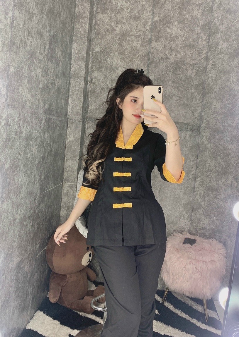 Đồ Lam Đi Chùa # Bộ viền hoa lụa Hàn 2# Quần Áo Nữ Cao Cấp