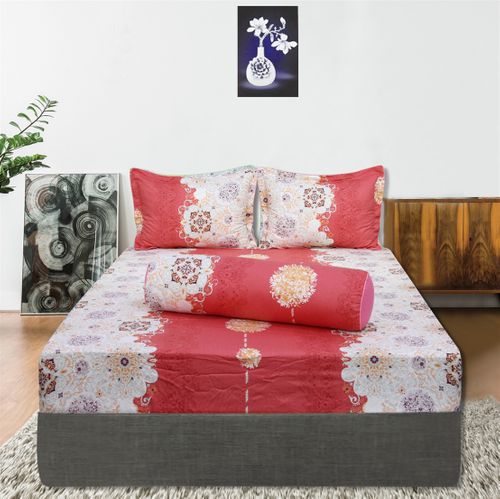 Bộ drap gối  160 x200cm cotton hoa Hometex