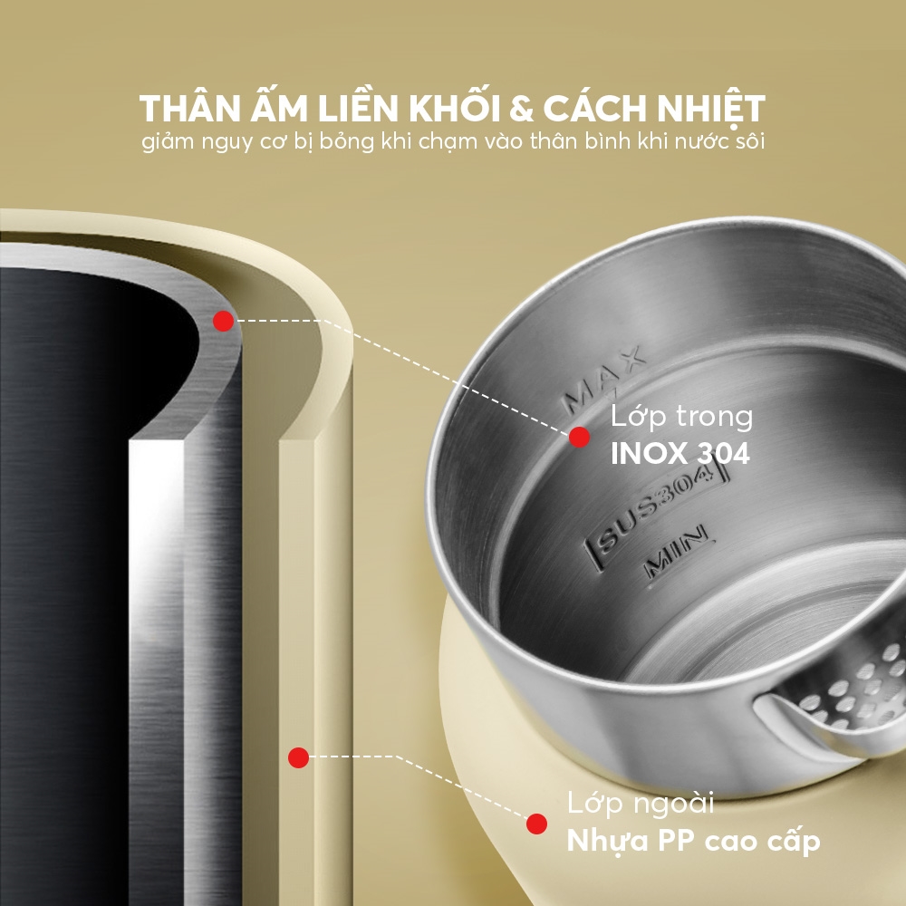 Ấm siêu tốc Elmich KEE 8456 (Mầu Vàng/ Xanh Lá/ Xanh Nhạt, Công suất 2.200W, Bảo hành 3 năm)