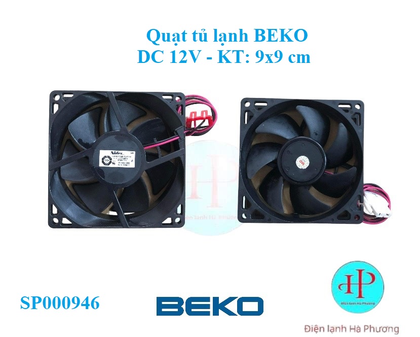 Quạt tủ lạnh beko - motor quạt tủ lạnh beko - dc 12v - kt 9x9cm - mới hãng - f90