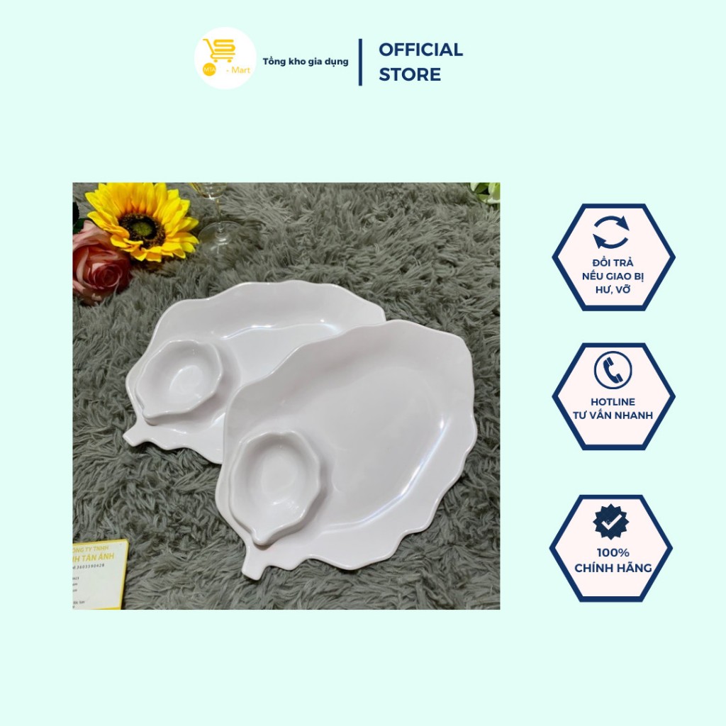 Dĩa nhựa fataco hình chiếc lá dtc đủ size, dĩa đựng thức ăn nhựa melamine cao cấp mta-mart2