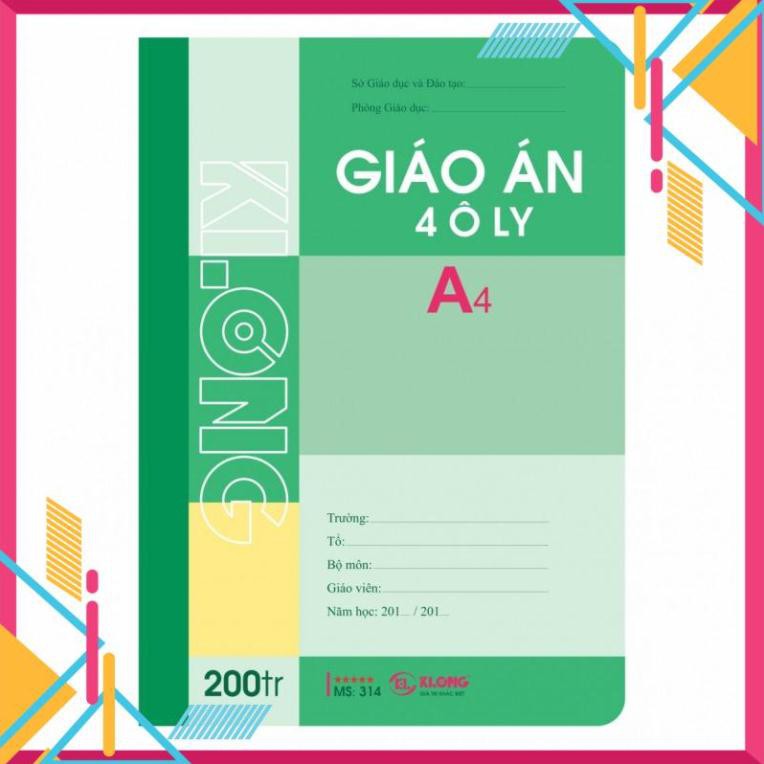 Sổ giáo án KLONG 4 ôly(2.5*2.5) A4 200tr; MS: 314T4