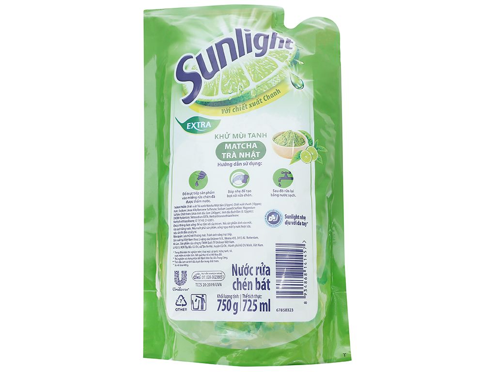 Nước Rửa Chén SUNLIGHT Trà Xanh Túi 750g