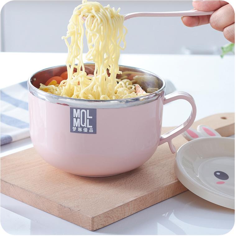 Ca ăn mỳ 02 lớp tráng Inox MQL có nắp
