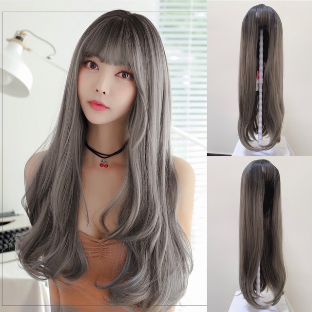 Tóc Giả Cả Đầu Cong Nhẹ Đuôi Tặng Lưới Trùm