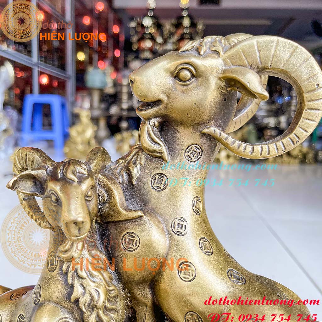 Tượng Tam Dương Bằng Đồng Phong Thủy Cao 30cm Nặng 3.6kg