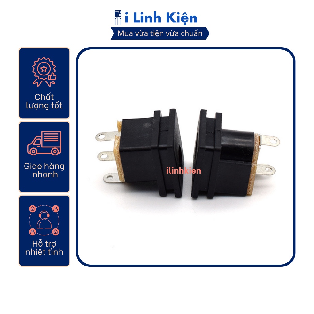 Jack nguồn DC cái 5.5x2.1mm vuông hàn dây DC015