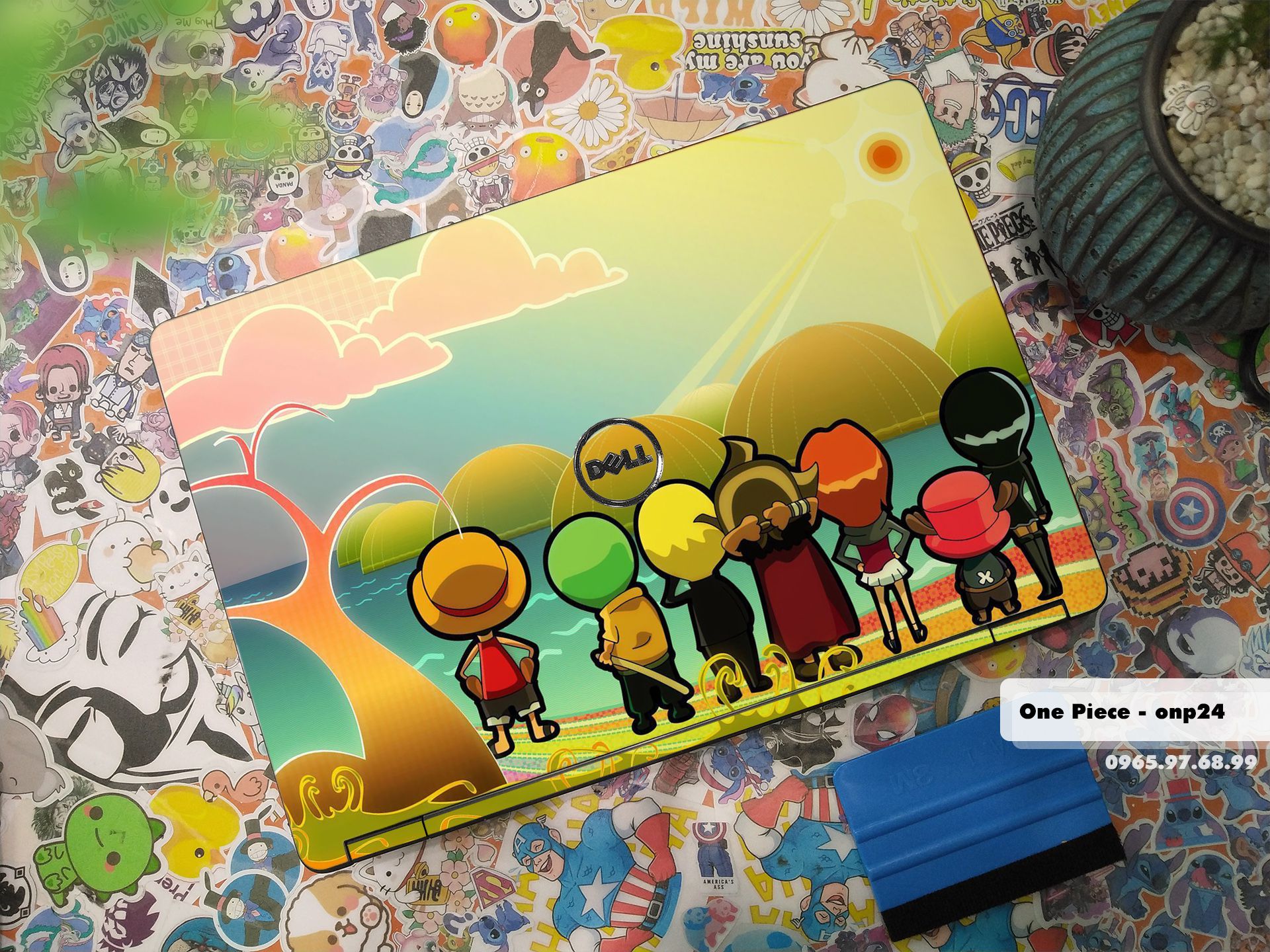 Decal Skin dán Laptop Dell mẫu One Piece (inbox mã máy cho shop)
