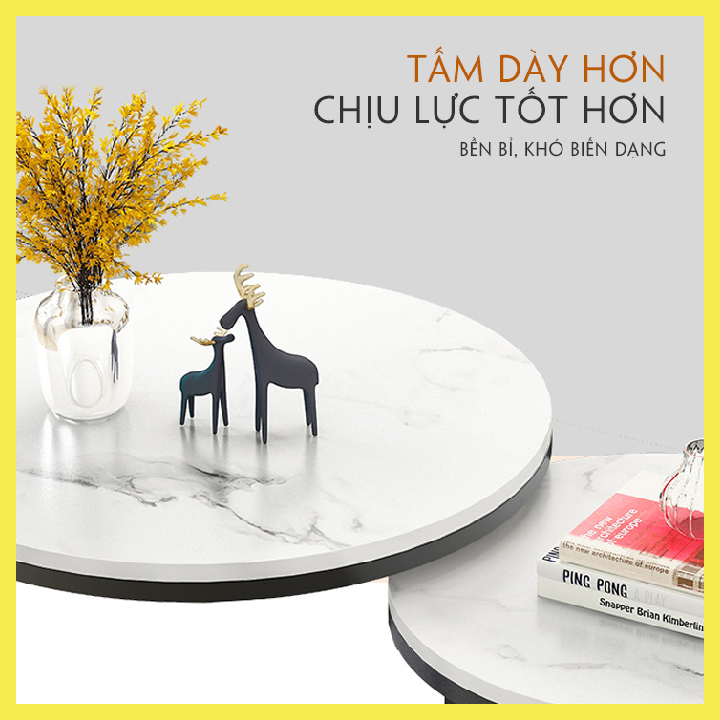 Bàn trà đôi cao cấp, bàn trà mặt vân đá đẹp, bàn sofa