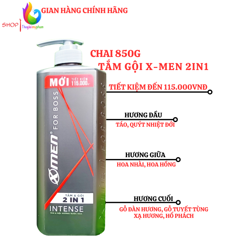Dầu Gội Xmen For Boss Intense 850g