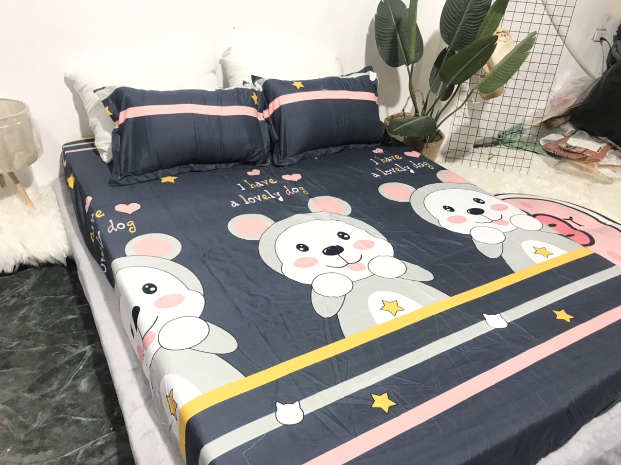 Bộ Ga Gối 3 Món ( Gồm 1 Ga Bo Chun + 2 Vỏ Gối) Mã CH210