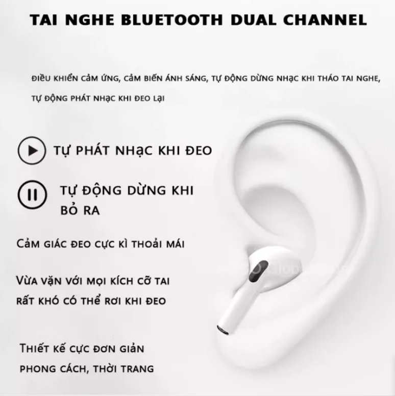 Tai nghe Bluetooth bản Pro TWS nâng cấp chip 5.2 mạnh mẽ, hỗ trợ mọi dòng máy, pin trâu hơn nghe hay hơn, chống nước ipx7, Tai nghe bluetooth pin trâu, tai nghe không dây, tai phone bluetooth