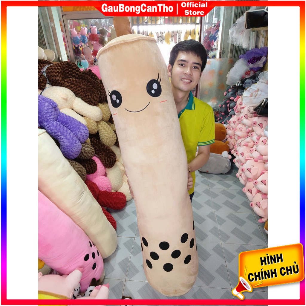 Gối ôm trà sữa dài 1m4 ôm nằm gác chân mềm mịn