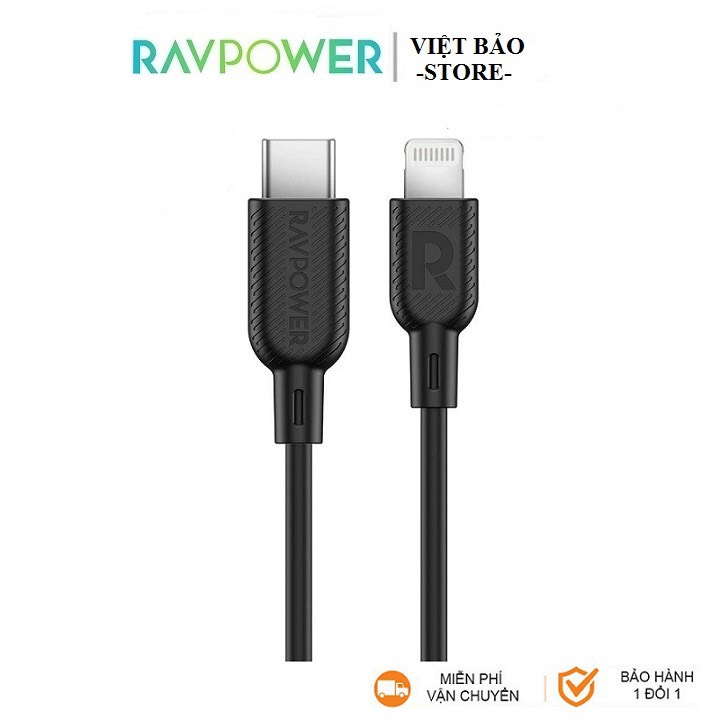 Cáp sạc nhanh RAVpower CB054 Type C - lightning sạc nhanh cho điện thoại ip tiêu chuẩn MFI, dài 1m sạc siêu bền