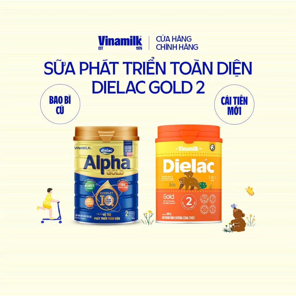 (Expiration Date April 2027) (New Model with Points) Vinamilk Dielac Gold Powder Milk 2 Cans 400g.
