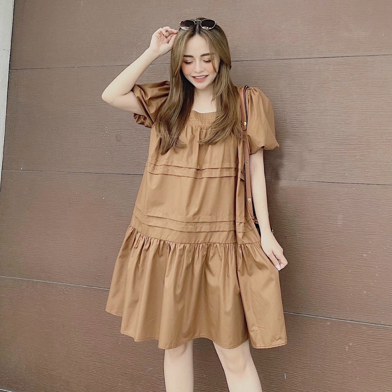 Đầm váy babydoll xếp li 2 màu