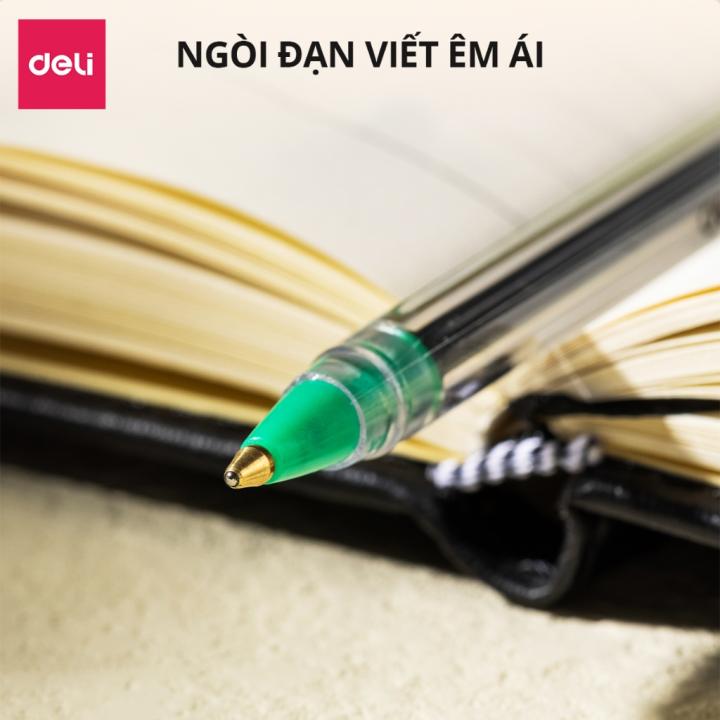 Set 5 Bút Bi Ngòi 1.0mm Chính Hãng Deli 3 Màu Xanh Đen Đỏ Mực Nhanh Khô Thích Hợp Học Sinh Văn Phòng - Hình ảnh 4