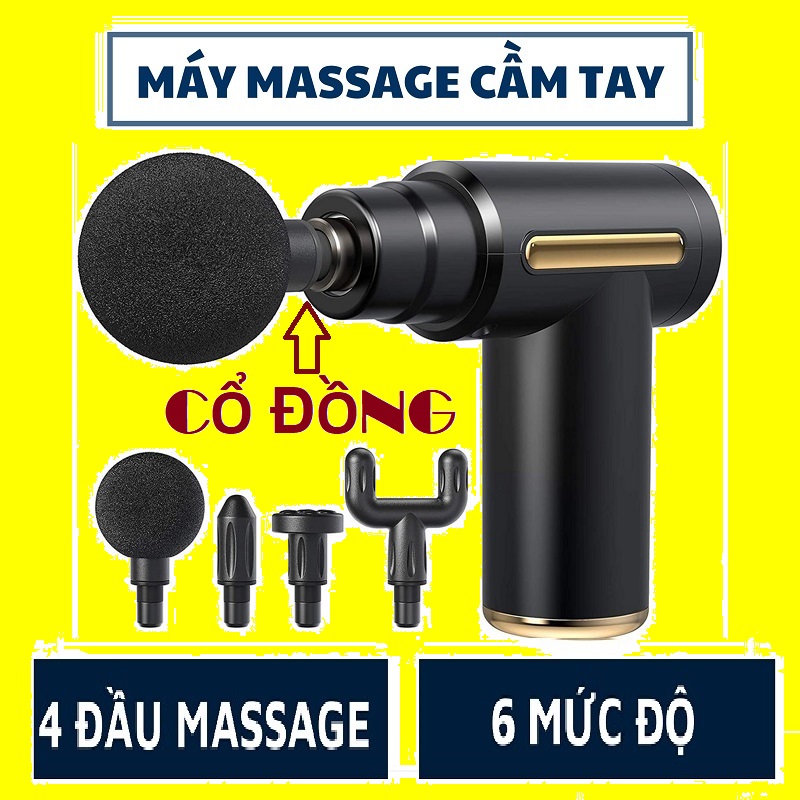Máy massage cầm tay 4 đầu 6 chế độ -máy massage cầm tay mini súng massage cầm tay mini toàn thân đa năng