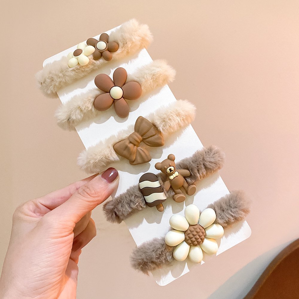 Set 5 dây chun nịt tóc dây cột tóc sợi bông mix mẫu đính charm to siêu cute xinh xắn LILA CHUNMIX573