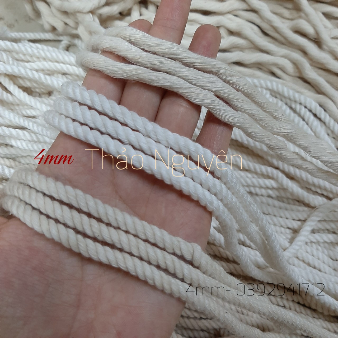 Dây thừng se macrame, dây cotton. size 2mm, 3mm... 10mm