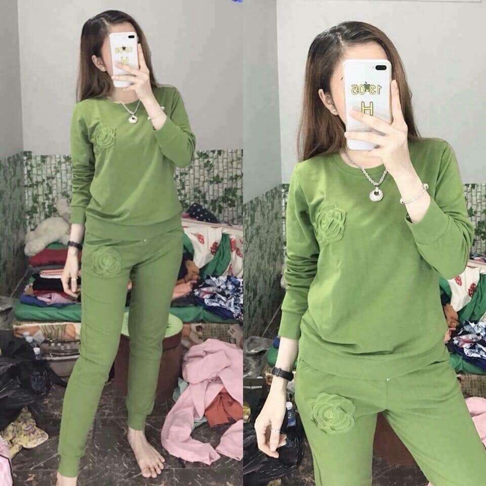 Sét bộ nỉ nữ thu đông da cá siêu đẹp siêu chất hoa trà cực đẹp style hàn quốc